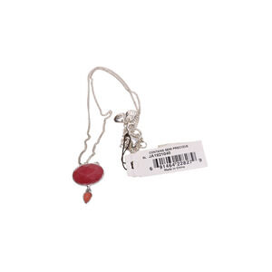 Fossil Semi Precious Red Coral Pendant Necklace 15 Inches Long - Tagged